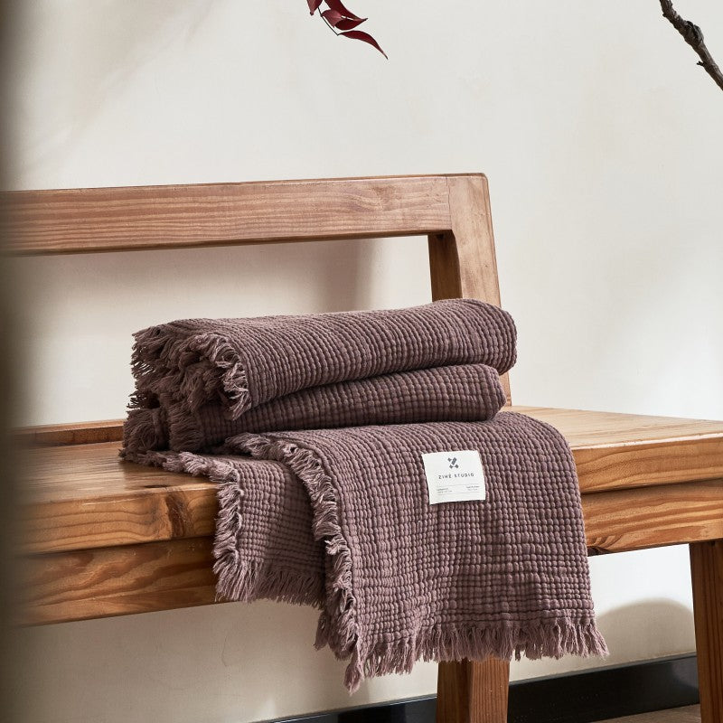 Damen hochwertige und luxuriöse Waffelstruktur Plaid Decke Karnz