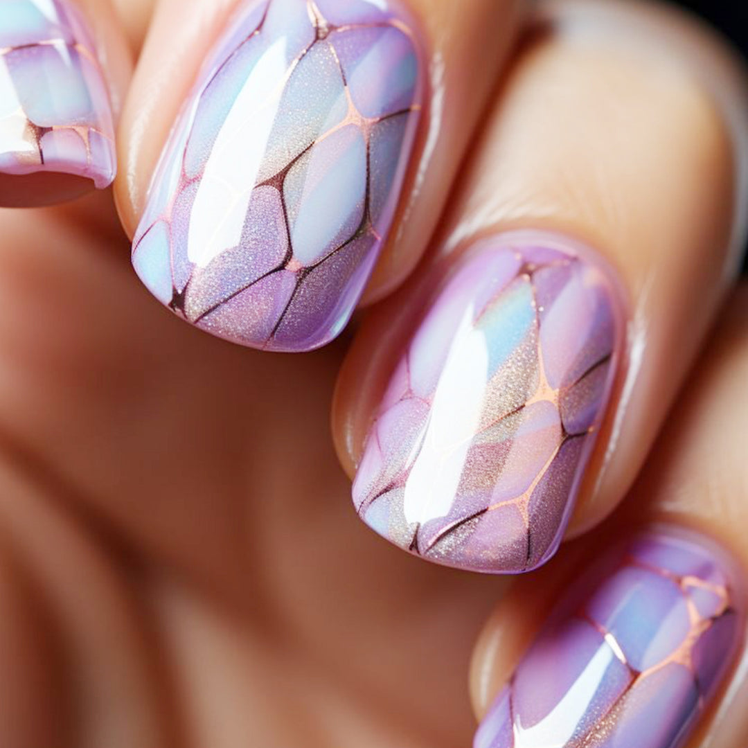 Iridescent Geometric Nail Art Extensions Karnz