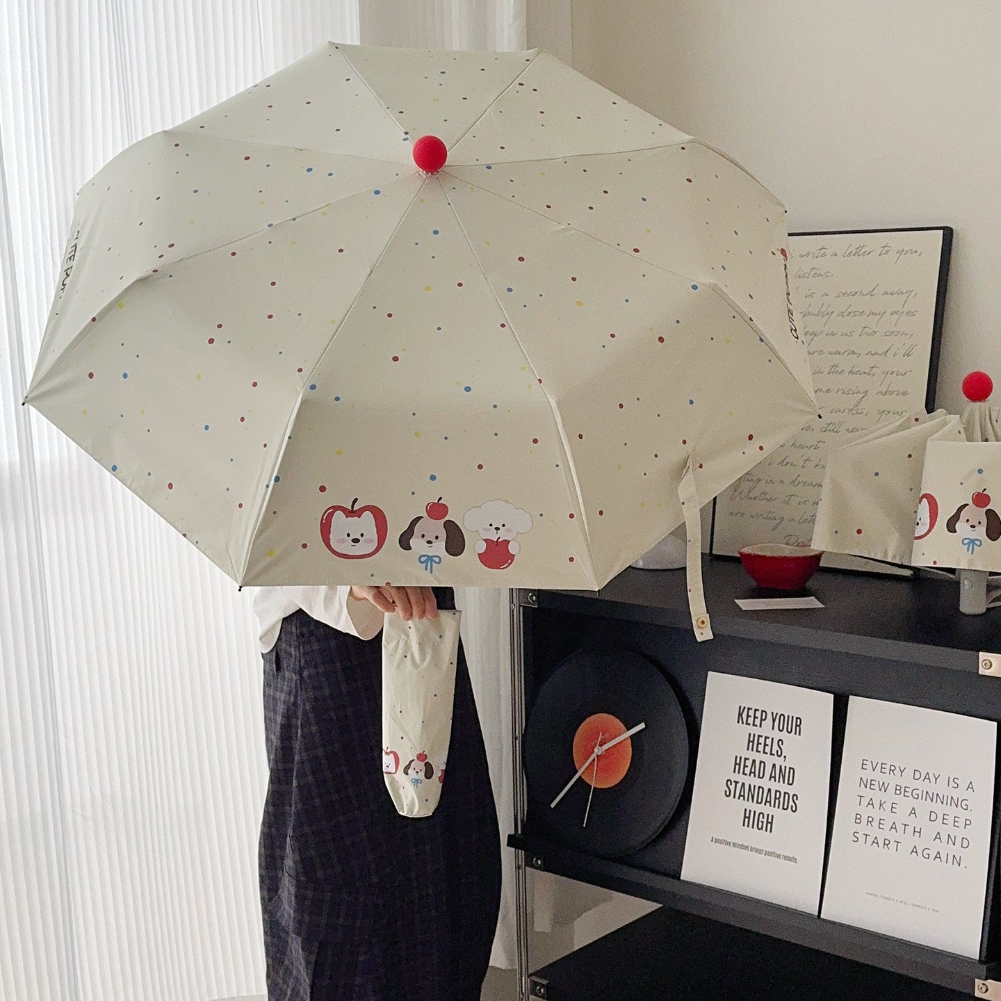 Damen Faltbarer Regenschirm mit verspieltem Motiv Karnz