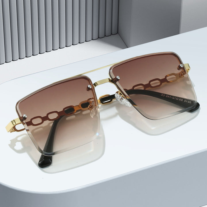 Damen Quadratische Sonnenbrille mit eleganter Kettenstruktur Karnz