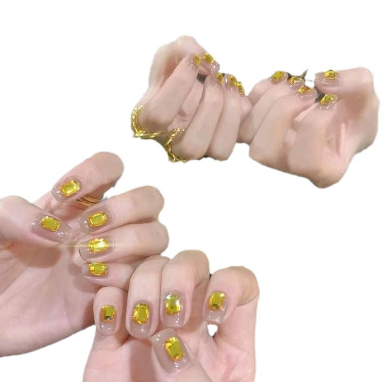 Premium Dekorative Press-On Nagelset mit Edelsteinakzenten Karnz