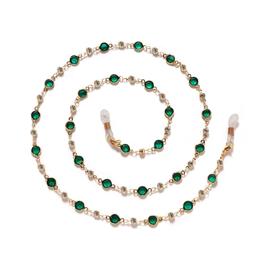Elegante Strass- und Edelsteinkette für Brillen Karnz
