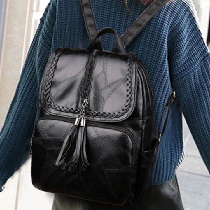Chic Strukturierte Leder Rucksack Karnz