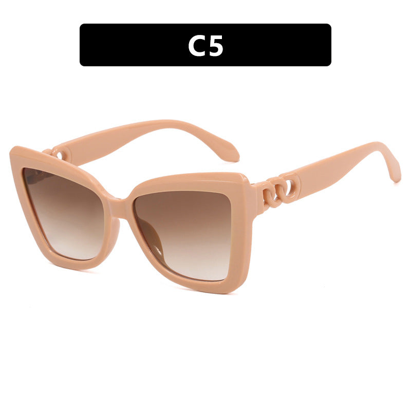 Damen trendige Katzenaugen-Sonnenbrille mit raffiniertem Muster Karnz
