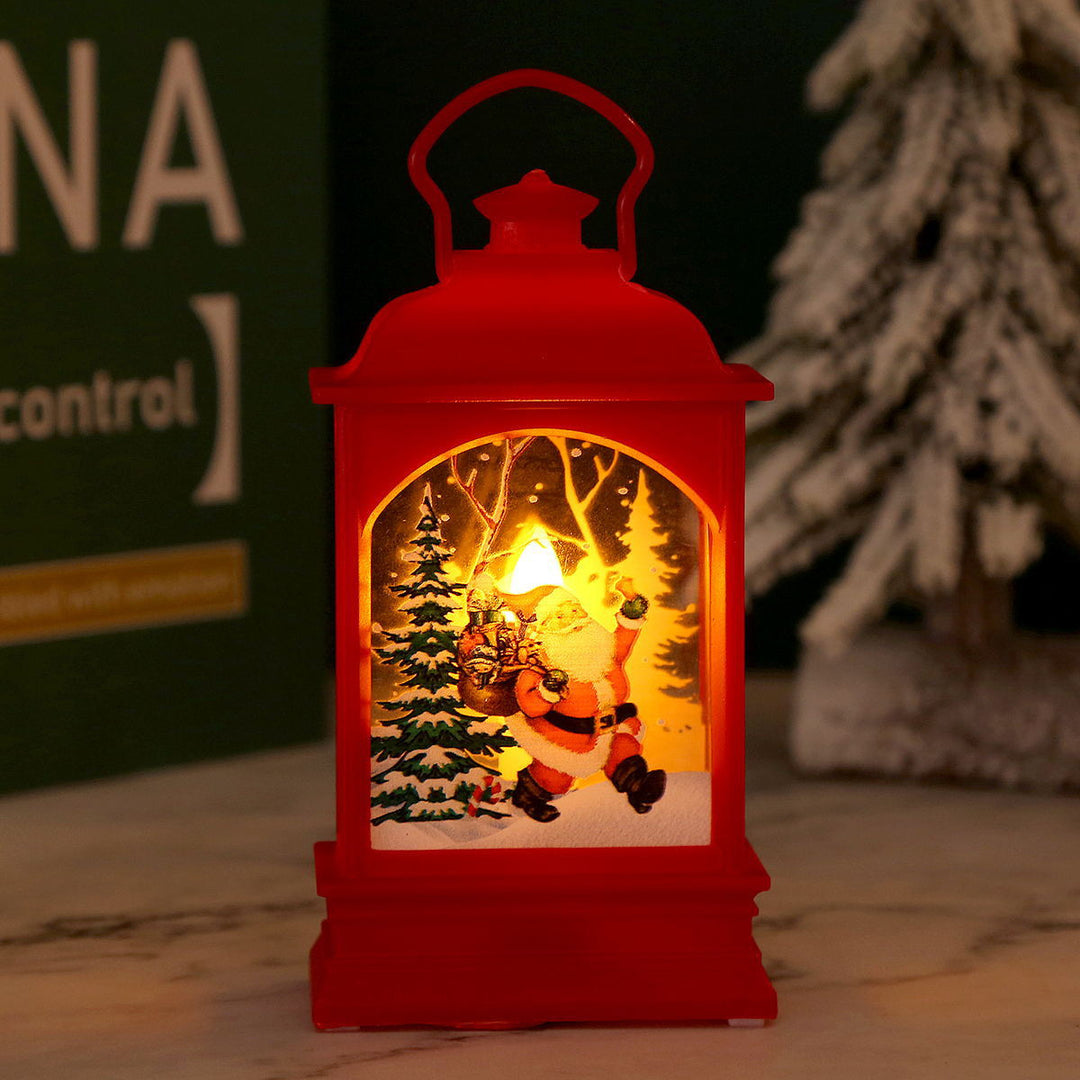 Nostalgische LED Weihnachtslaterne mit beweglichem Santa-Motiv Karnz