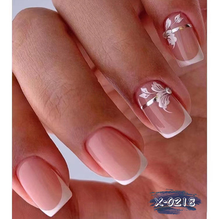 Elegantes französisches Spitzen-Blumen-Nagelkunst-Set