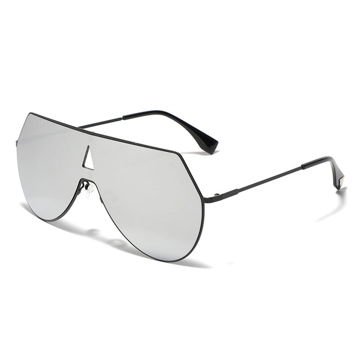 Damen futuristische Oversized-Sonnenbrille mit schützendem Metallrahmen Karnz