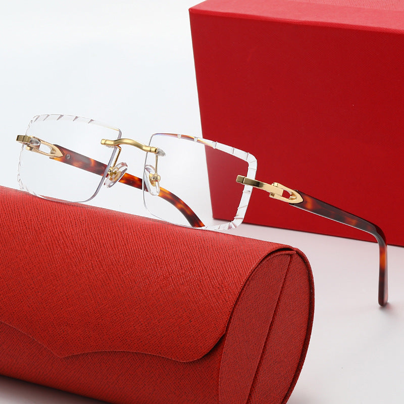 Damen modische quadratische Sonnenbrille mit goldenem Metallakzent und edlem Rahmen Karnz