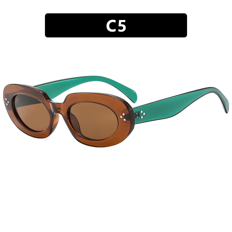 Damen modische Sonnenbrille mit einzigartigem ovalen Rahmen und schützenden Gläsern Karnz