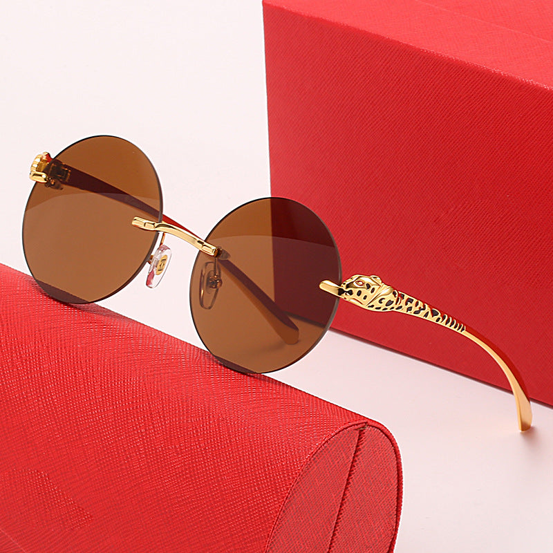 Damen runde Sonnenbrille mit luxuriösen Akzenten und schützendem UV-Schutz Karnz