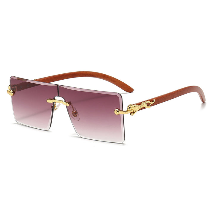 Damen oversized modische Sonnenbrille mit luxuriösen Holz- und Metallelementen Karnz