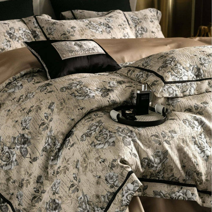Luxus Blumenjacquard Bettwäsche Set mit Bettdecke und Kissenbezügen