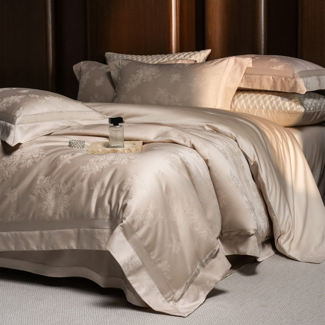 Luxus Damask Jacquard Satingewebe Bettwäsche Set mit Hotelstil Saum