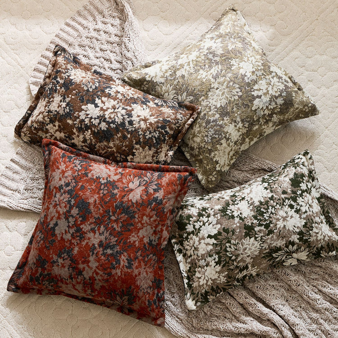 Übergroßes Jacquard Blumen Velours Kissenbezug mit verdecktem Reißverschluss