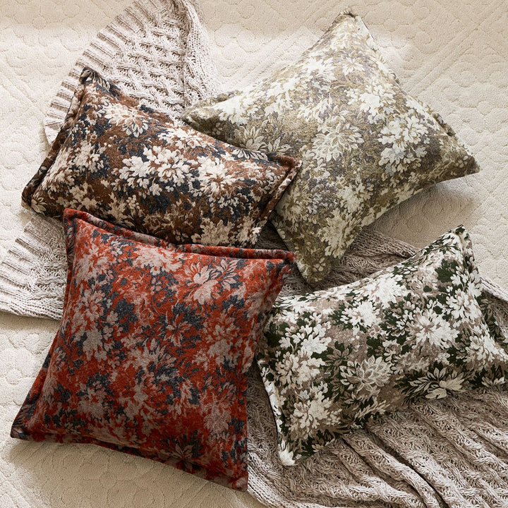 Übergroßes Jacquard Blumen Velours Kissenbezug mit verdecktem Reißverschluss