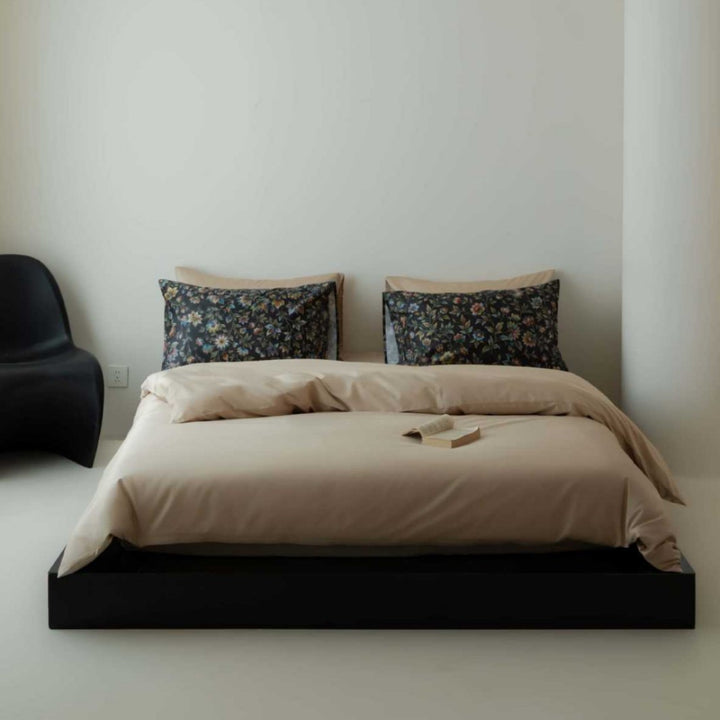 Minimalist Baumwollsatin Wendebettbezug-Set mit tiefen Eckbindern