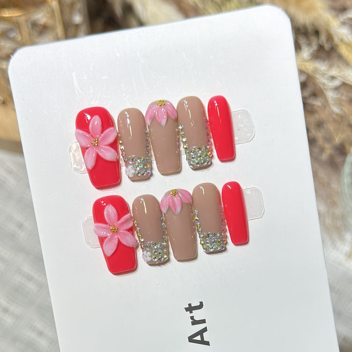 Dekoratives Floral Press-On Nagelkunstset Karnz 1788224002