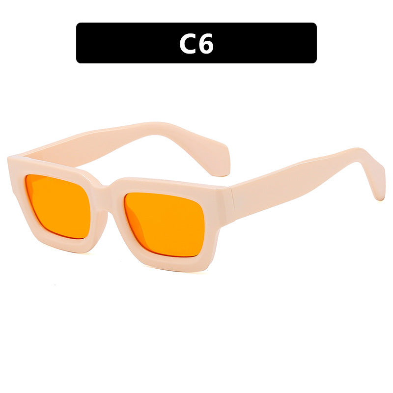 Damen modische rechteckige Sonnenbrille mit breitem Rahmen und schützendem UV-Filter Karnz