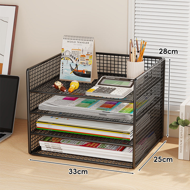 Belüfteter Mesh-Dreifach-Desktop-Dokumenten- und Zeitschriftenorganisator-Rack