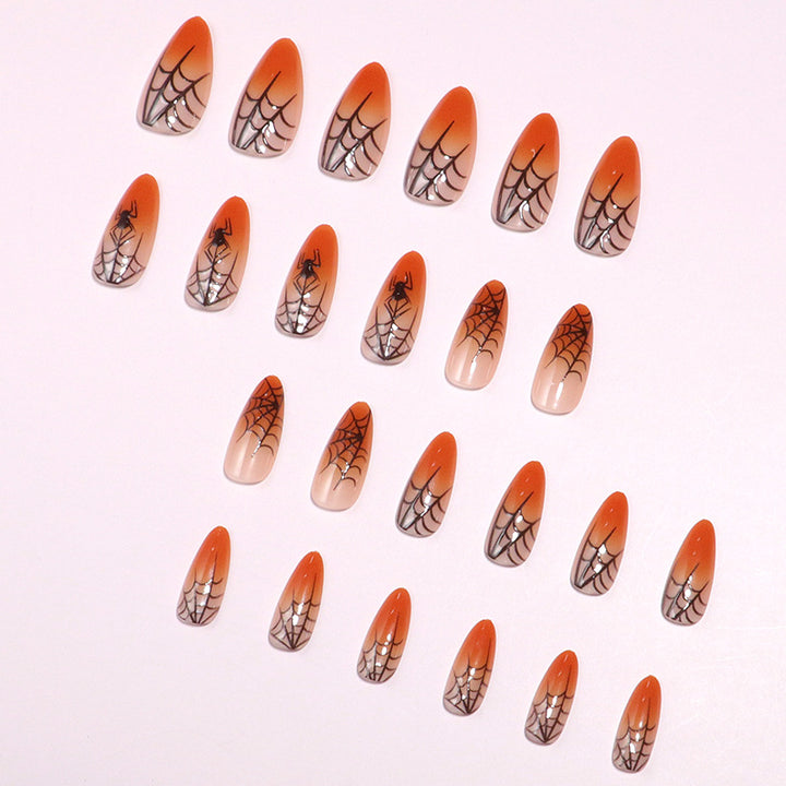 Halloween-Themen Stiletto Press-On Nägel mit Spinnennetz-Design Karnz