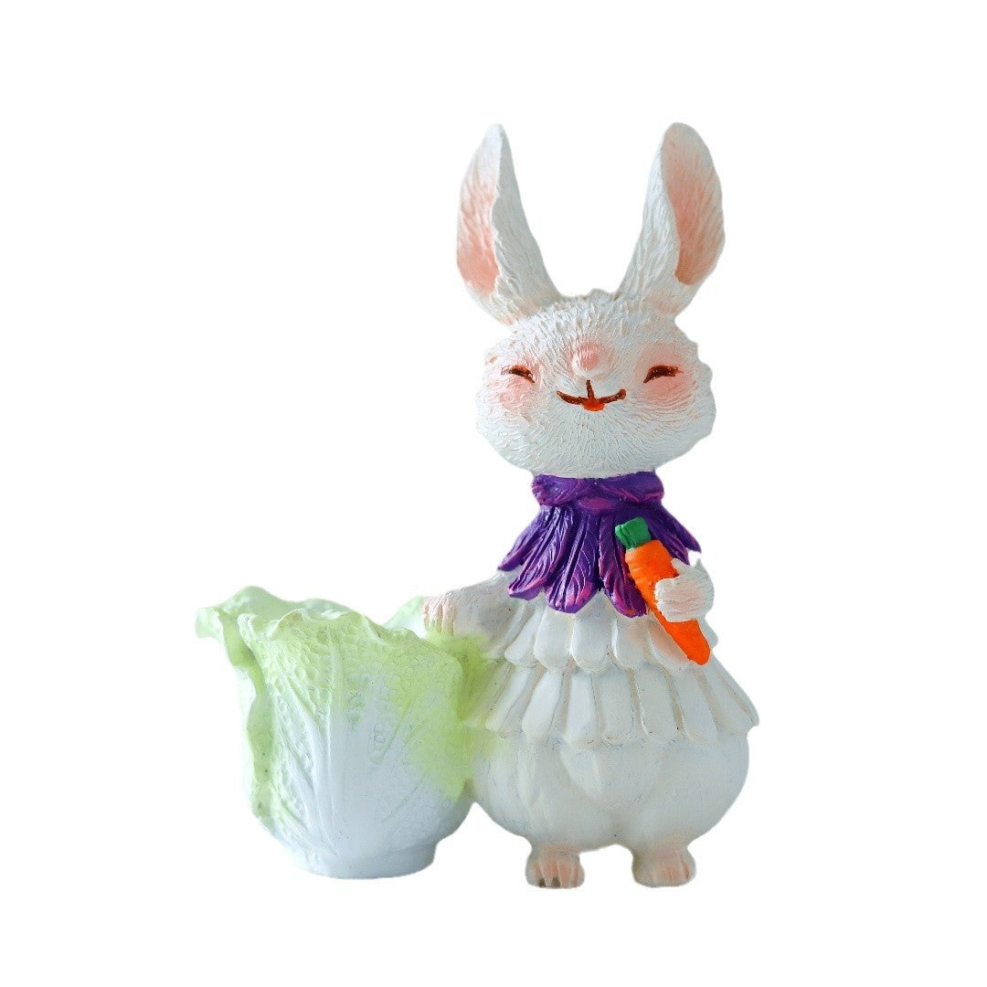 Adorable Hasenfigur mit Salatpflanzer Karnz