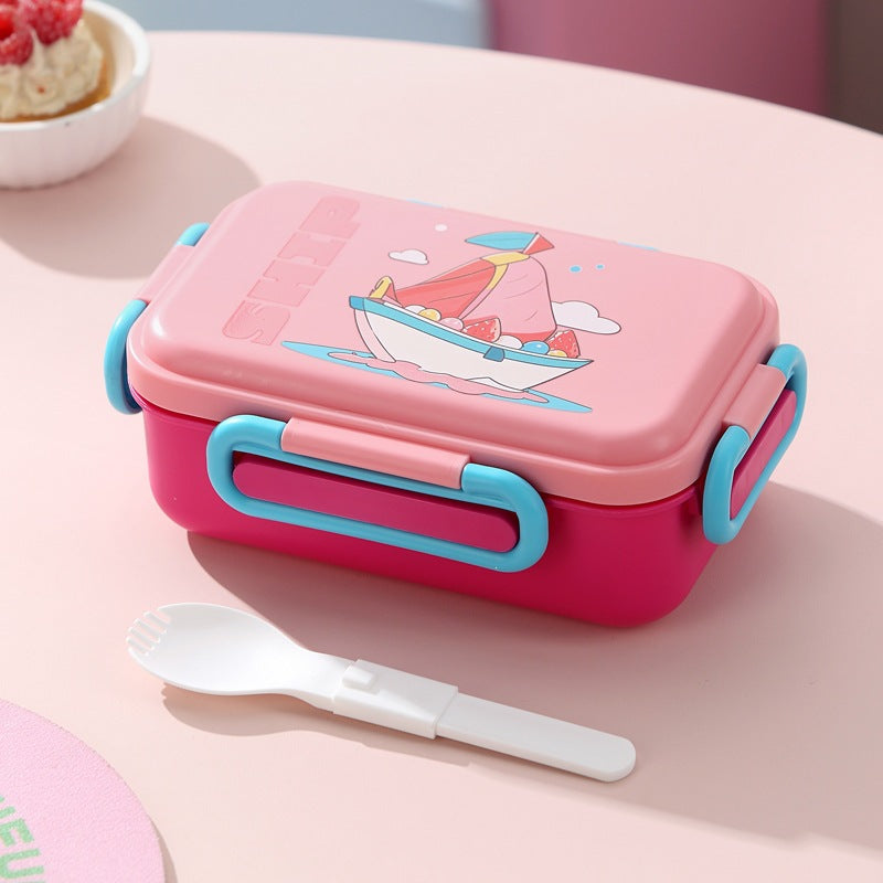 Illustrierte Bento-Lunchbox mit integriertem Besteck