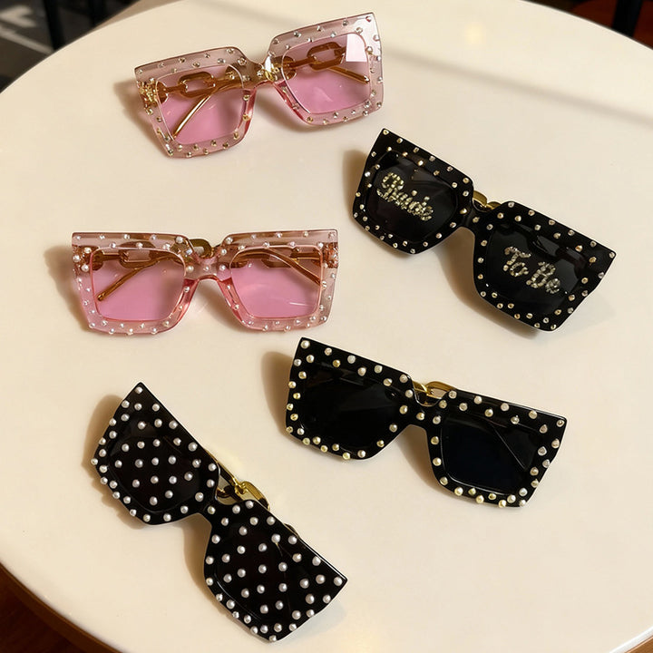Dekorative perlenbesetzte Katzenaugen-Sonnenbrille Karnz