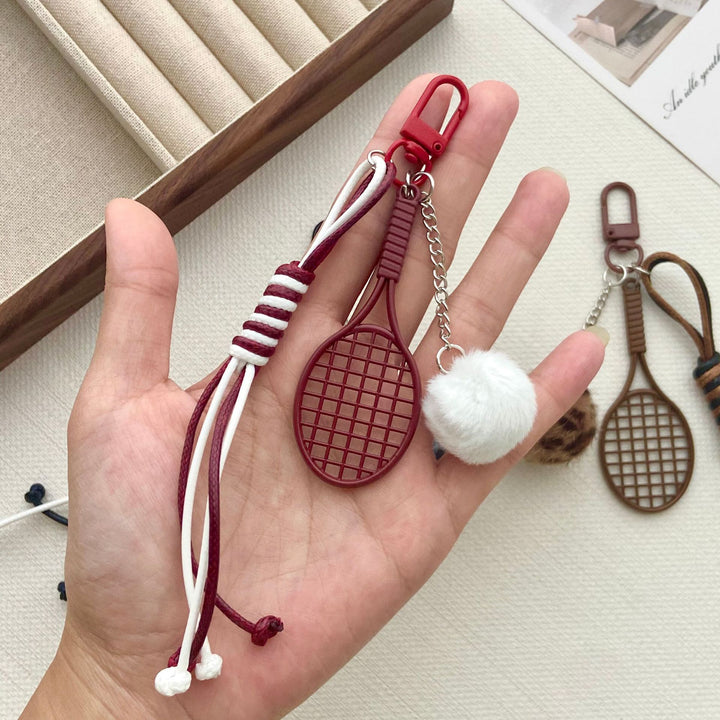 Tennisracket und Pelzball Schlüsselanhänger Karnz