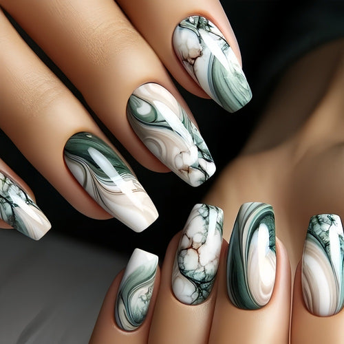 Künstliche Nail Art Kunstnägel im eleganten Marmor-Design Karnz