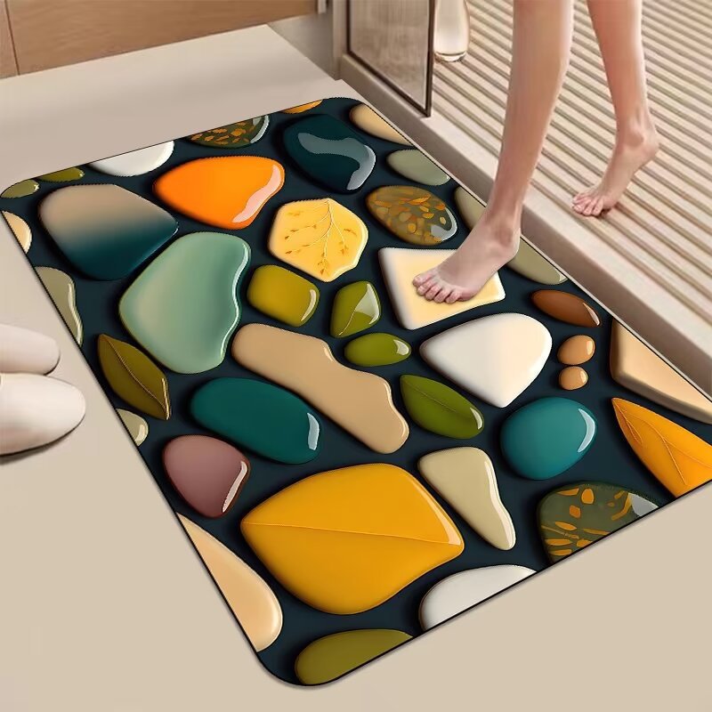 Dekorativer 3D Kieselstein-Design Badematte Karnz