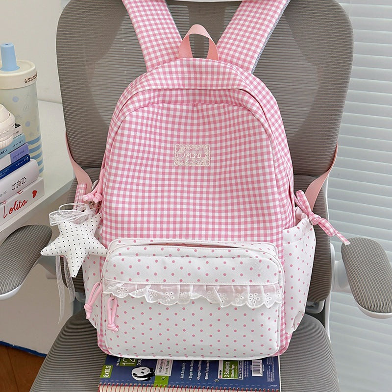 Stilvolle Gingham-Muster-Rucksack Karnz