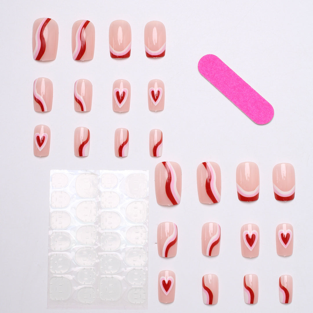 Stylische Herz-beschmückte Press-on Nägel Karnz