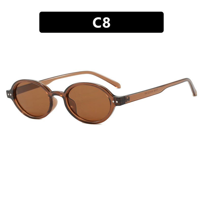 Damen modische ovalförmige Sonnenbrille mit ausgefallenem Rahmen Karnz