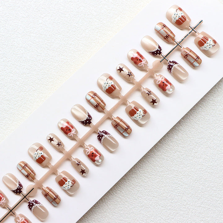 Verspieltes Cupcake-Thema Press-On Nagelkunst Set Karnz