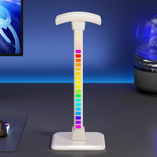 RGB LED Desktop Kopfhörerständer mit vertikaler Farbwechselbeleuchtung und gepolstertem Kopfteil
