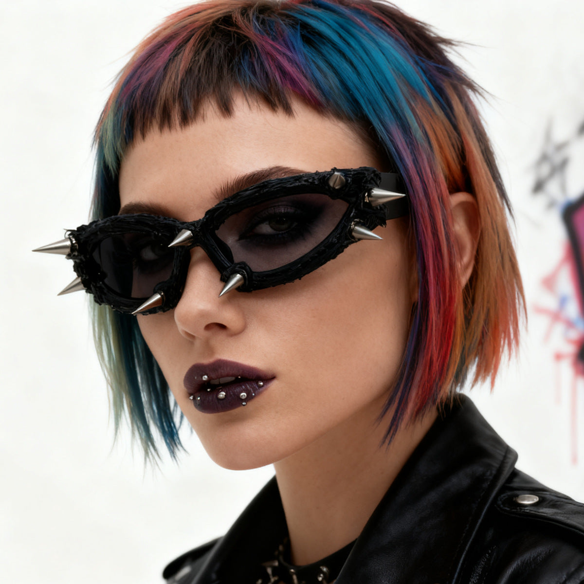 Damen extravagante Mode-Sonnenbrille mit einzigartigem Spikes-Design Karnz