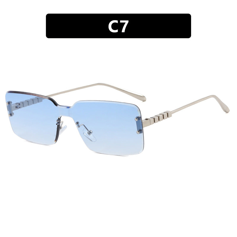 Damen moderne rechteckige Sonnenbrille mit stilvollem Metallrahmen Karnz