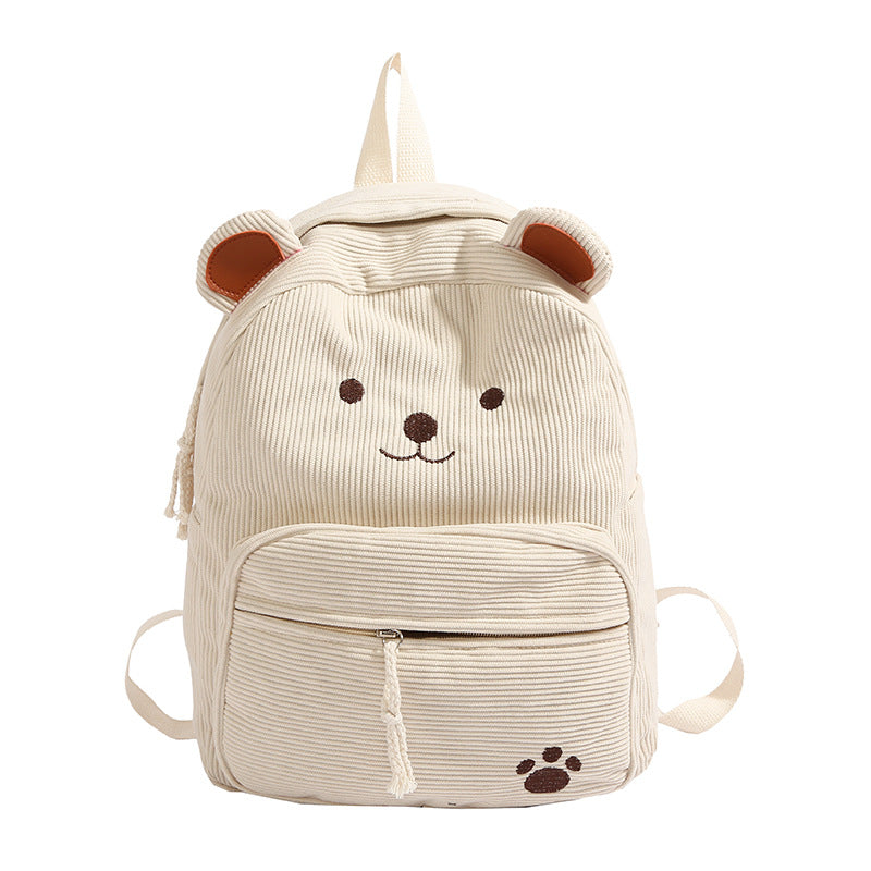 Niedlicher Bären-Themen Corduroy Rucksack