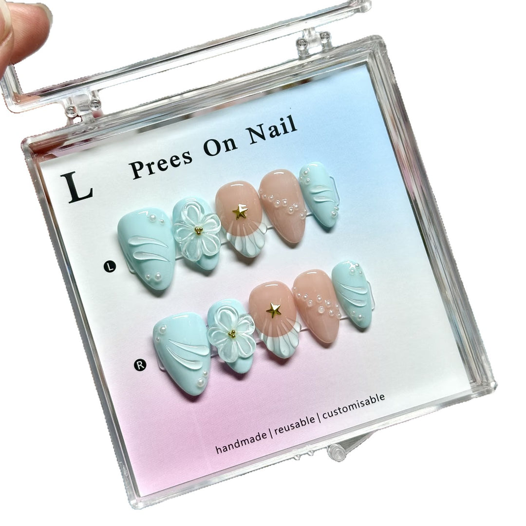 Dekorative handgefertigte florale Druck-Nagel-Set