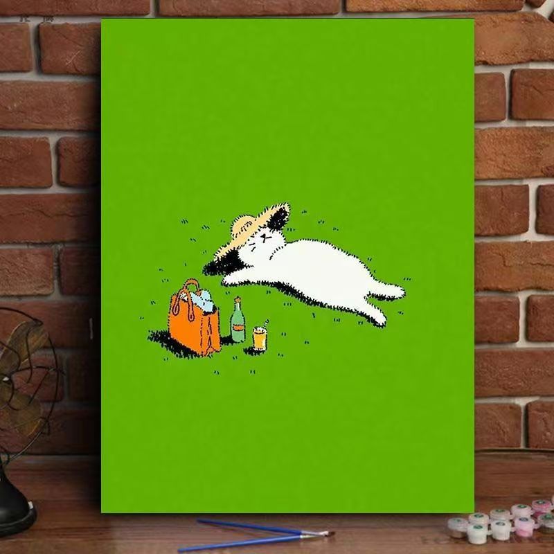 Verspielte Katze gießende Pflanzen Leinwandkunst Karnz