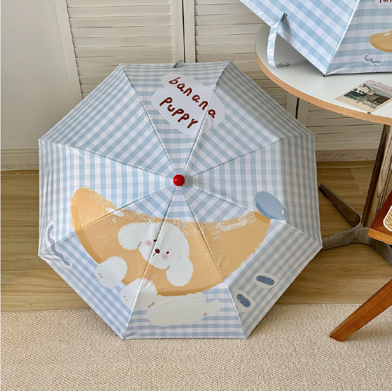 Damen Faltbarer Schirm mit verspieltem Gingham-Muster Karnz
