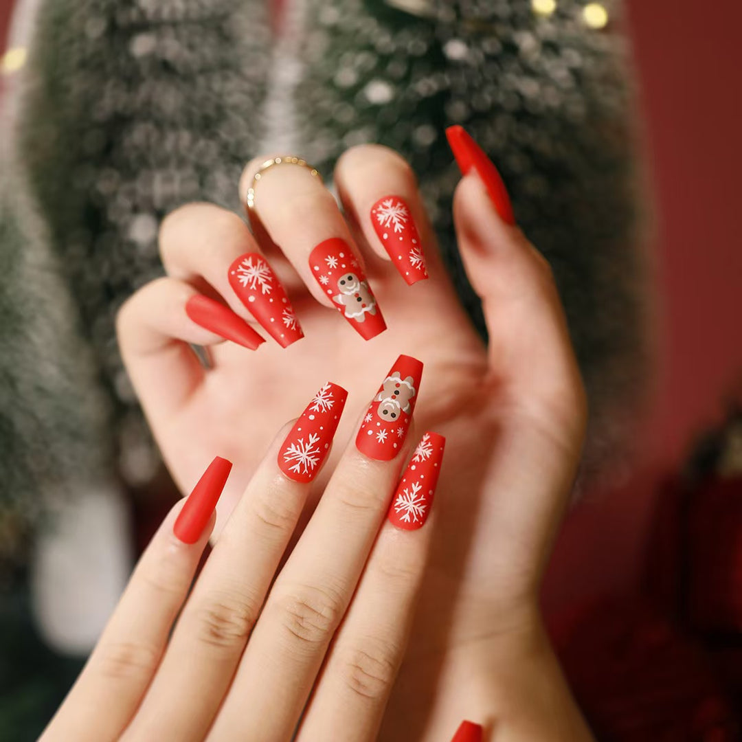 Winter-Themen Press-On Nägel mit Schneeflocken-Design Karnz