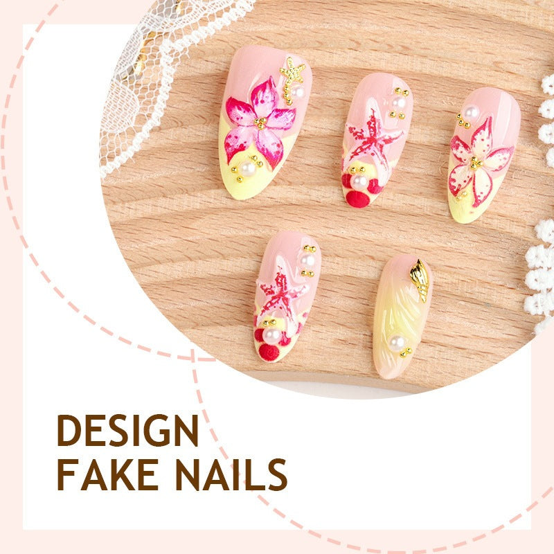 Kunstnagelset mit luxuriösen 3D-Details und floralem Design Karnz