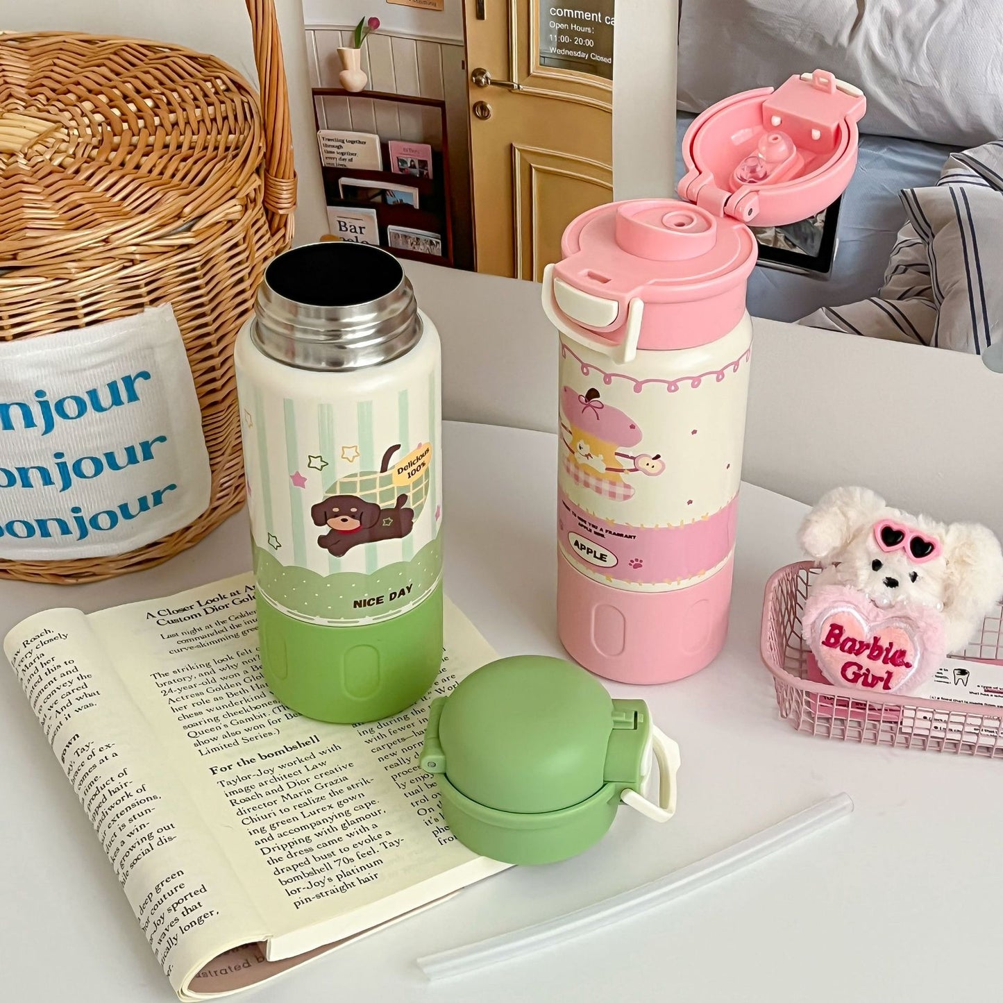 Damen Isolierte Trinkflasche mit fröhlichem Hundedesign Karnz
