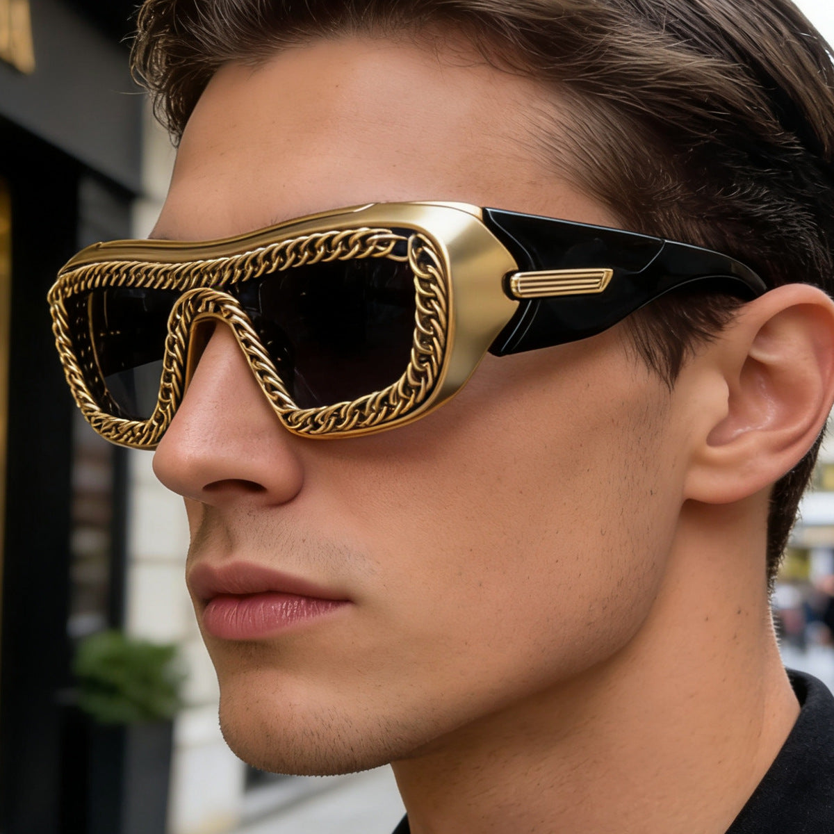 Damen Sonnenbrille mit einzigartigem Kettenrahmen Karnz