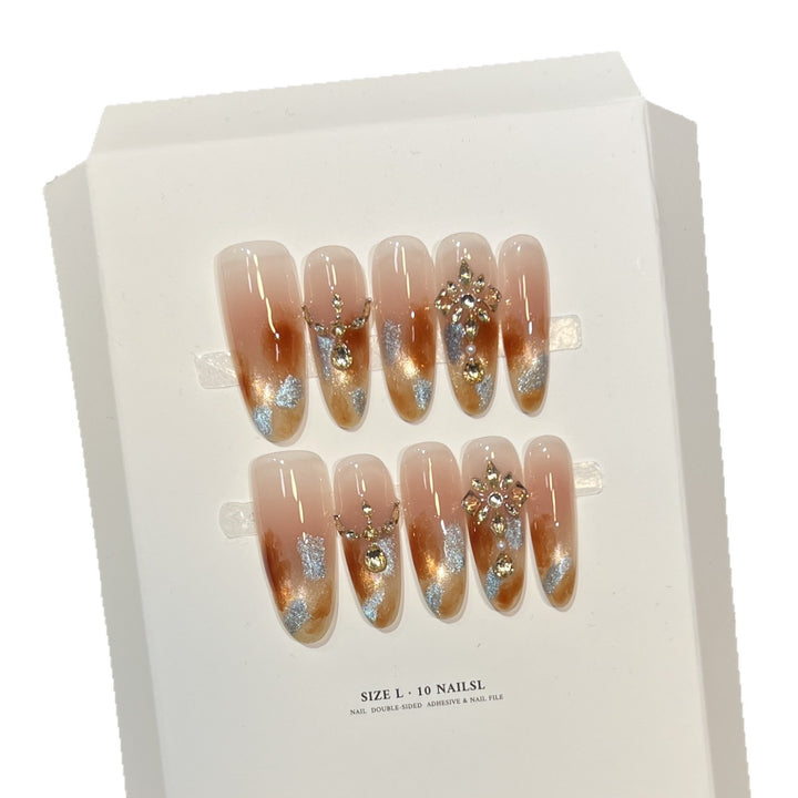 Glamourös Ombre Press-On Nagelkunst Set