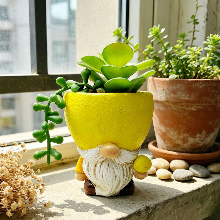 Originelle Blumentopffigur mit Zwergmotiv Karnz