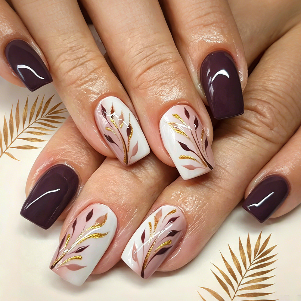 Elegante Botanische Nagelkunst Press-On Set Karnz