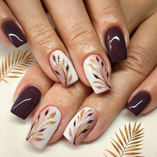 Elegante Botanische Nagelkunst Press-On Set Karnz
