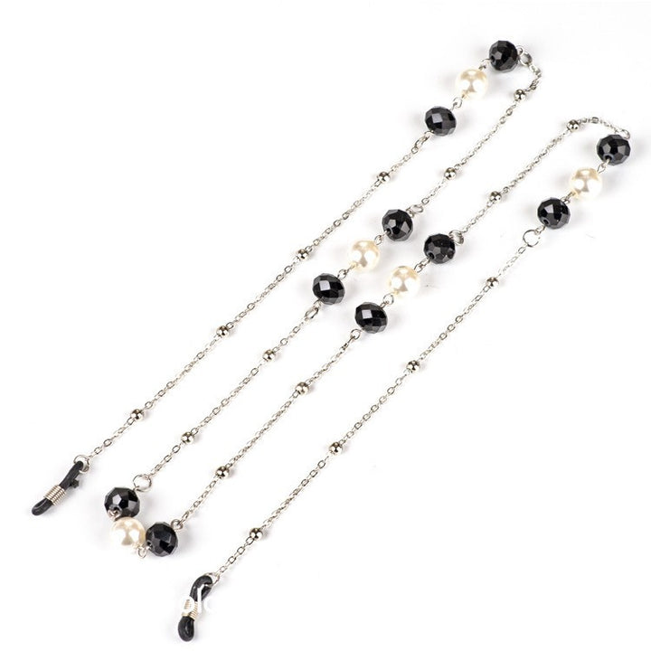 Elegante Perlen- und schwarze Schmuckbead-Brillen-Halskette Karnz